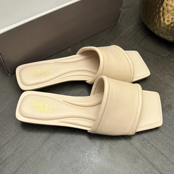 Franco Sarto Caven Slide Sandals - Cream Leather - Picture 5 of 7